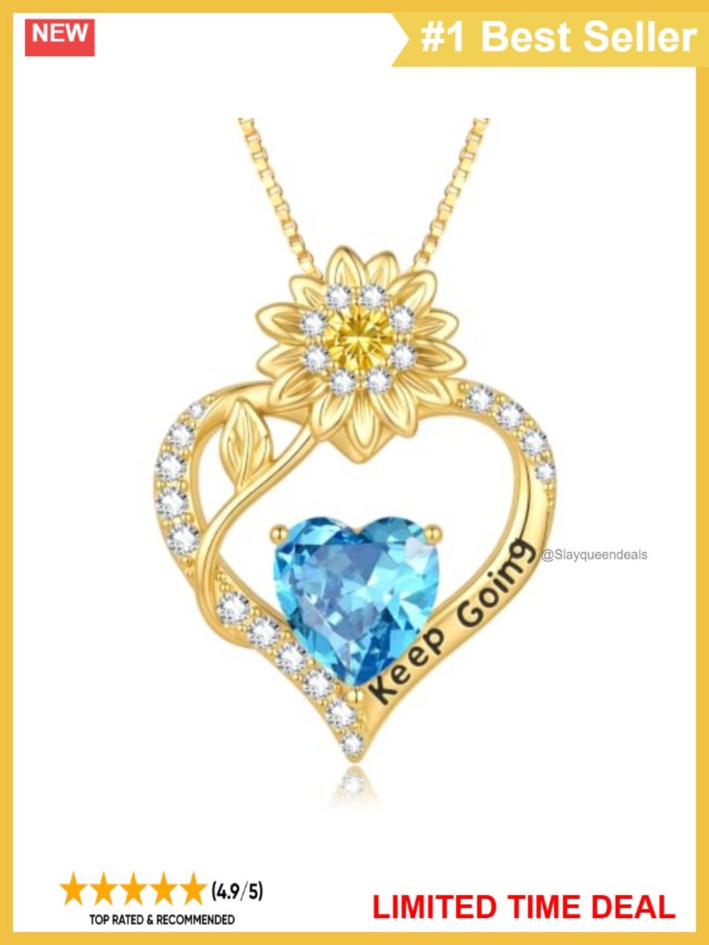 14K Gold Plated Sunflower Birthstone Necklace Hypoallergenic Women Gift